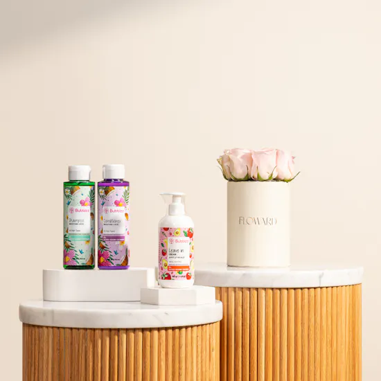 Bubblzz Bloom Hair Care Set | Pink Soft Roses Box