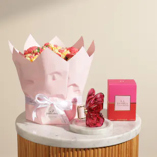 Carolina Herrera La Bomba Women's EDP | Gourmet Artistry Pink and Yellow Floral Cupcake Bouquet Carolina Herrera La Bomba Women's EDP | Gourmet Artistry Pink and Yellow Floral Cupcake Bouquet