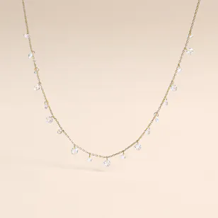 Tai Jewelry Floating Zircon Charms Gold Plated Chain Women’s Necklace