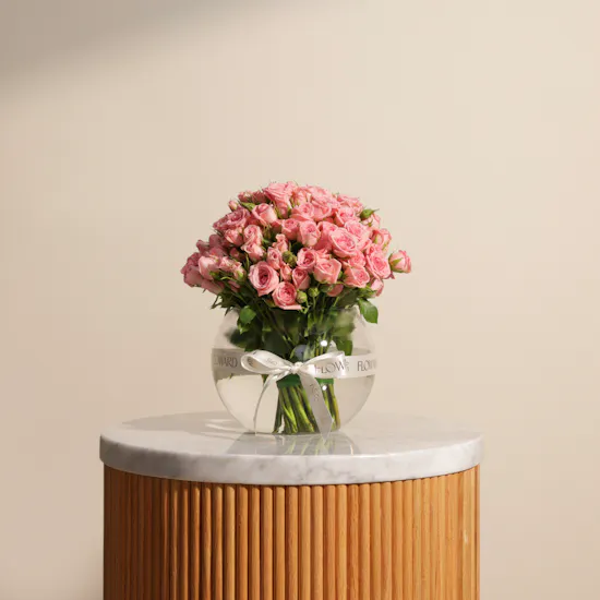 Pink Baby Rose Vase | 35 Flowers