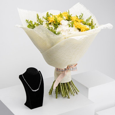 Felizmoda Silver Necklace with Flowers Bouquet IV