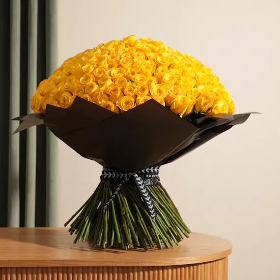 Yellow Roses Bouquet | 250 Flowers