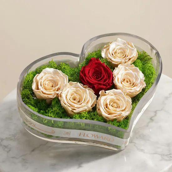 Preserved Elegant Rose Heart Vase