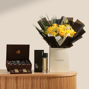 Sweet Scent of Elegance Gift Set | Midnight Gold Flower Bouquet Sweet Scent of Elegance Gift Set | Midnight Gold Flower Bouquet