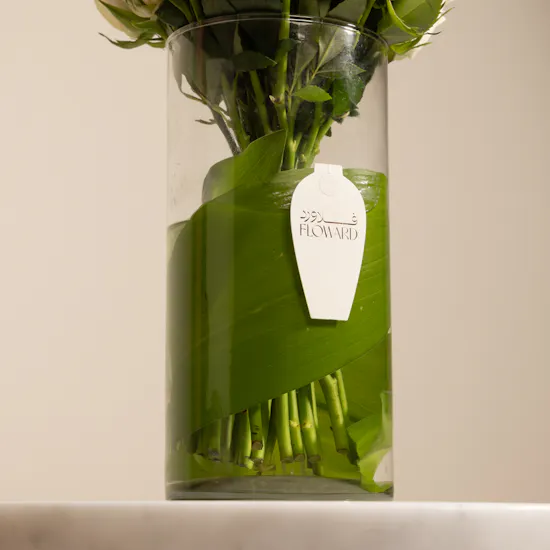 White Roses | Cylinder Glass Vase