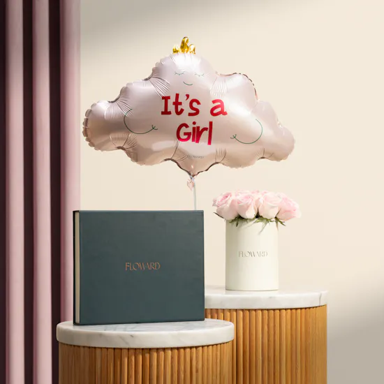 Floward Medium Mix Chocolate Box | It’s A Girl Balloon and Flowers