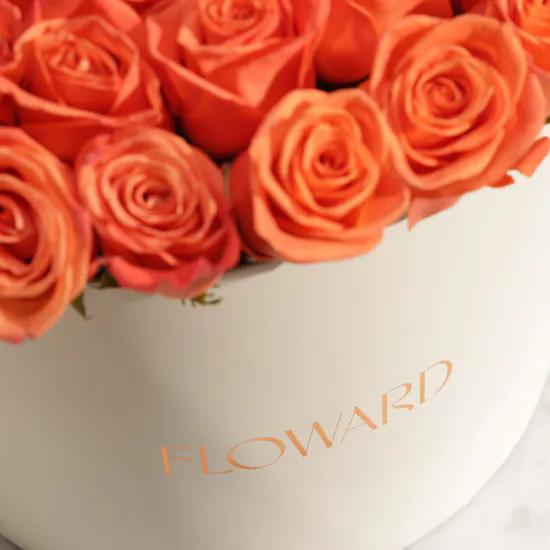 Sunlit Orange Rose Box | 55 Flowers