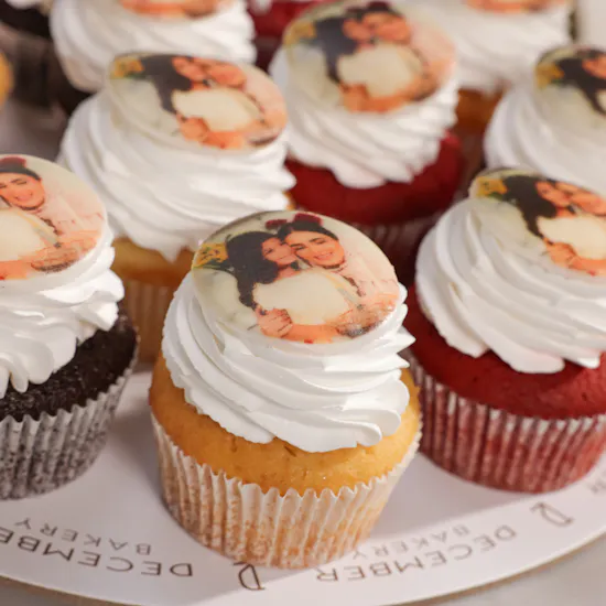 December Cake Personalized Photo Cupcakes | Birthday Flowers