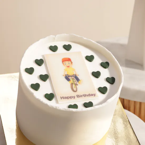 Floward Personalized Photo Black Heart Cake | Amber Glow Flower Bouquet