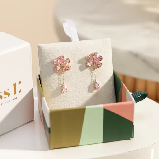 Miss L' by L'azurde Gold Earrings | Bold Beauty Flowers Vase