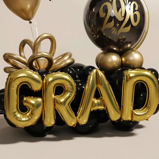 Balloonizer Grad 2026 Gold and Black Balloon Set