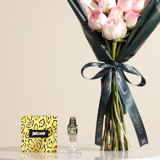 Just Cavalli Silver and Gold Women’s Watch | Charm Roses Bouquet