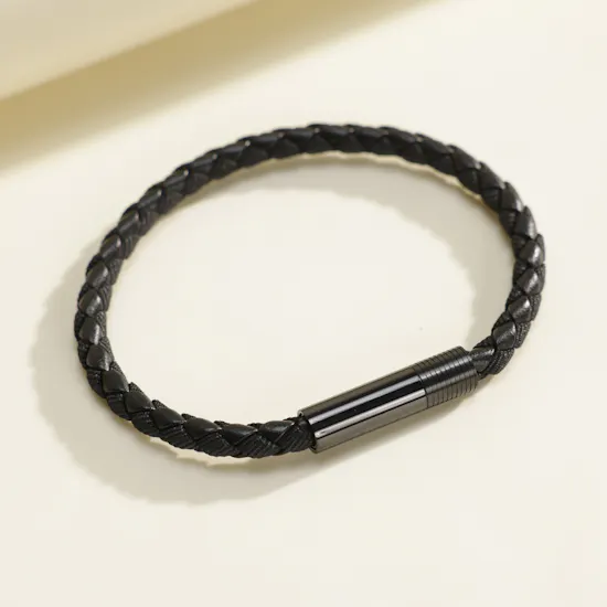 Calvin Klein Steel and Leather Black Men’s Bracelet