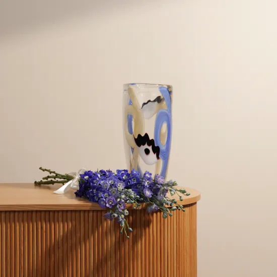 Belavida Murano Eye Sand Alula Vase | Shiny Blue Delphinium