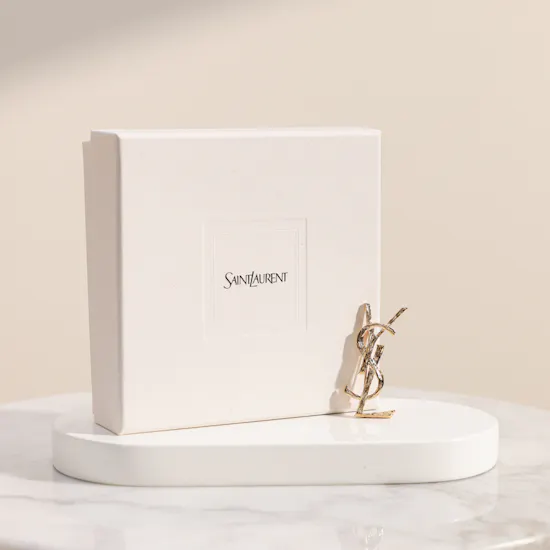 Saint Laurent Cassandre Brooch with Engraved Texture