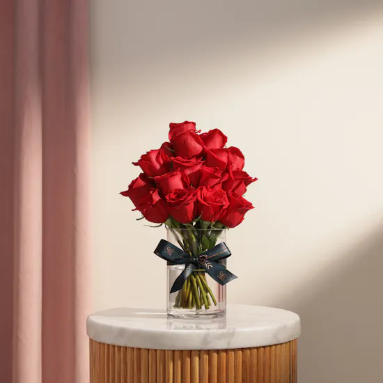 Crimson Love Red Roses Vase