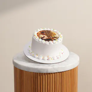 Mister Baker Personalized White Photo Cake with Sprinkles Mister Baker Personalized White Photo Cake with Sprinkles