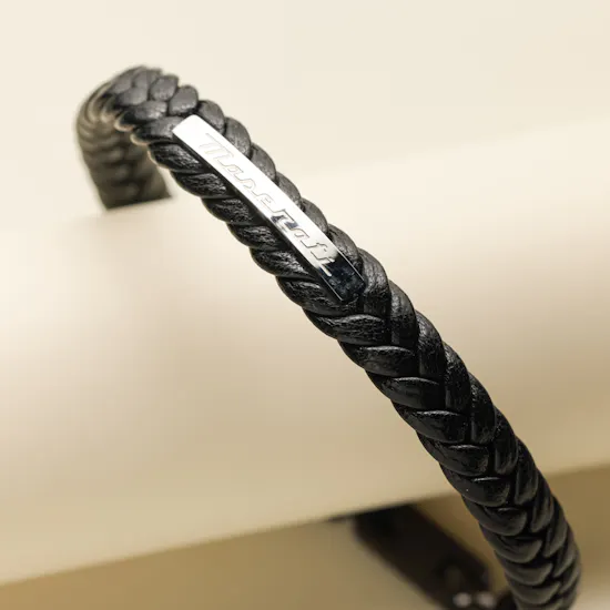Maserati Men Black Leather Bracelet