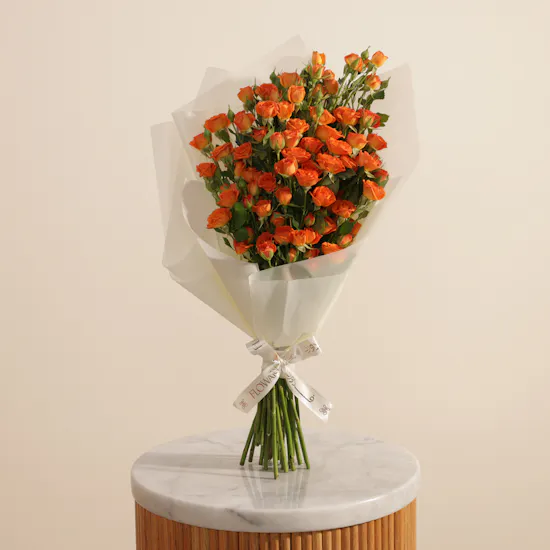 Bright Wishes Orange Baby Rose Bouquet | 25 Flowers