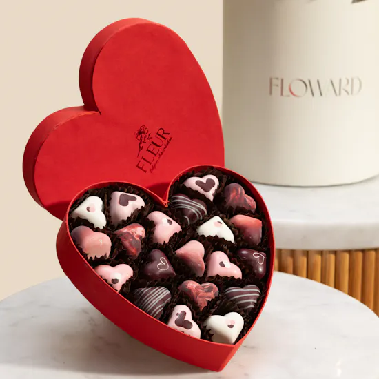 Fleur Red Heart Chocolate Box | Glam Roses and I Love You Ballon