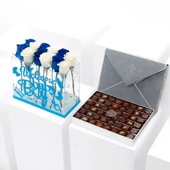 Soucolat Chocolate Box | Welcome Baby Boy Flowers