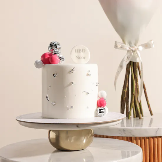 December Cake Disco Birthday Customized Name Cake | Tender Flowers