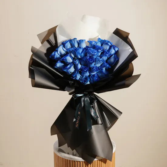 Shiny Blue Roses Bouquet