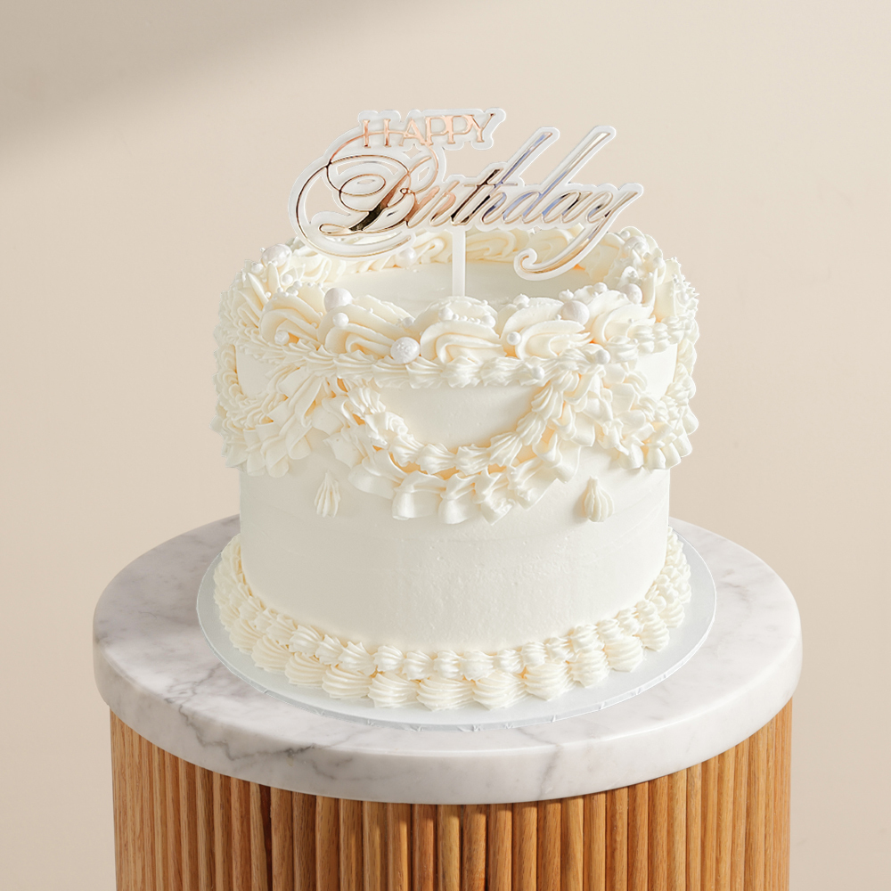 Erzulie Cakes White Vintage Ruffle Birthday Cake