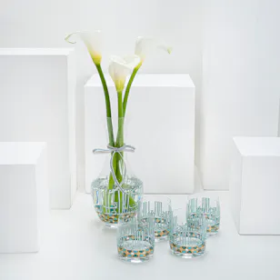 Dimlaj Crystal Drink Set Asala Gold Green