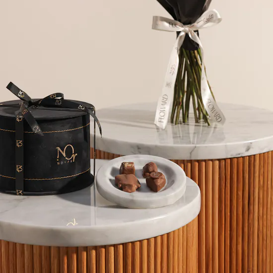 Nor Noyau Medium Black Velvet Chocolates Box | Magical Flowers