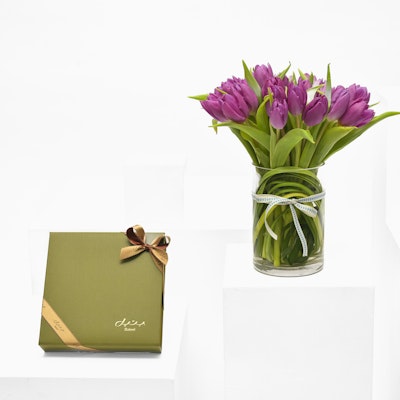 Bateel Chocolate Collection of Your Choice & Tulips
