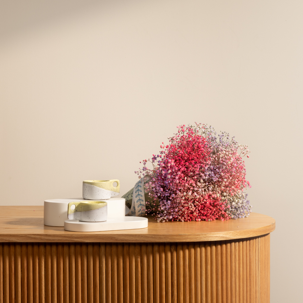 Tip of the Day 2 Yellow Espresso cups with Flowers