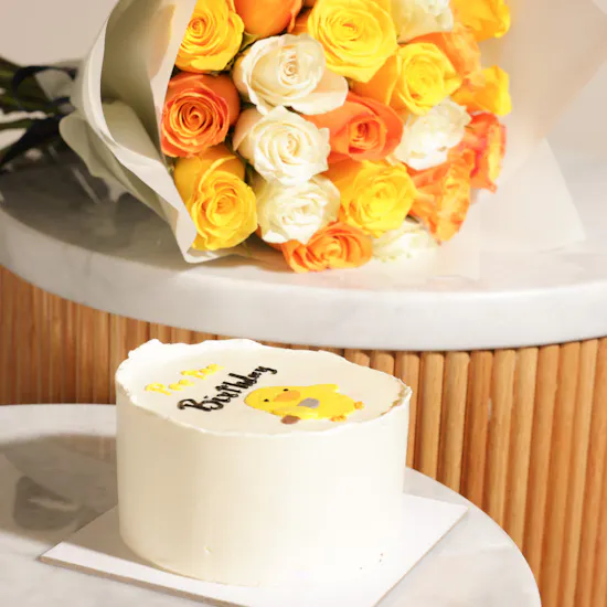 Cake Boutique Happy Birthday Duck Cake | Sunshine Delight Bouquet