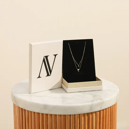 AV Jewelry Meem Letter in Arabic Gold Necklace