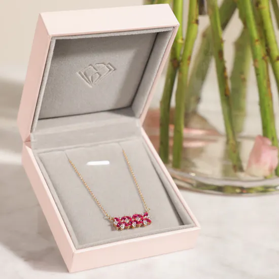 Amal Al Majed Pink Three Flower Toleen Necklace | Whispering Flowers