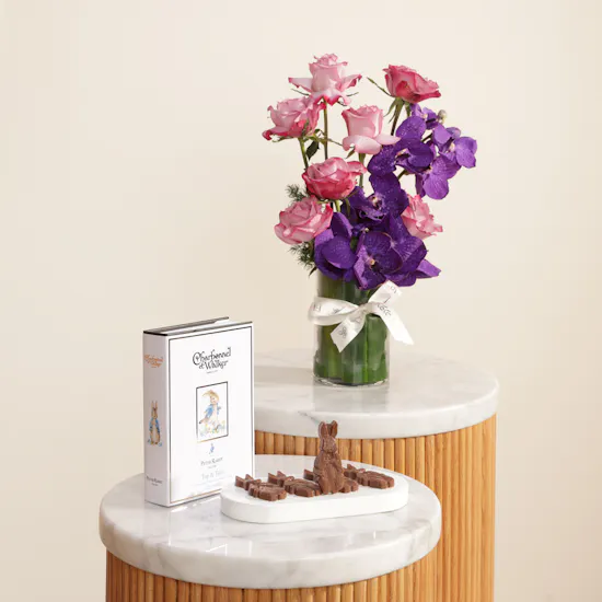 Charbonnel et Walker Peter Rabbit Top and Tail Chocolates | Sweet Flowers Vase