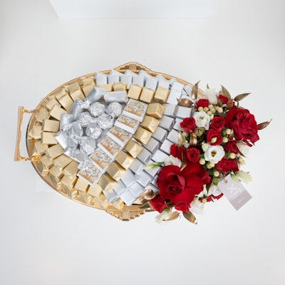 Fuala Eid Metal Tray With Flowers