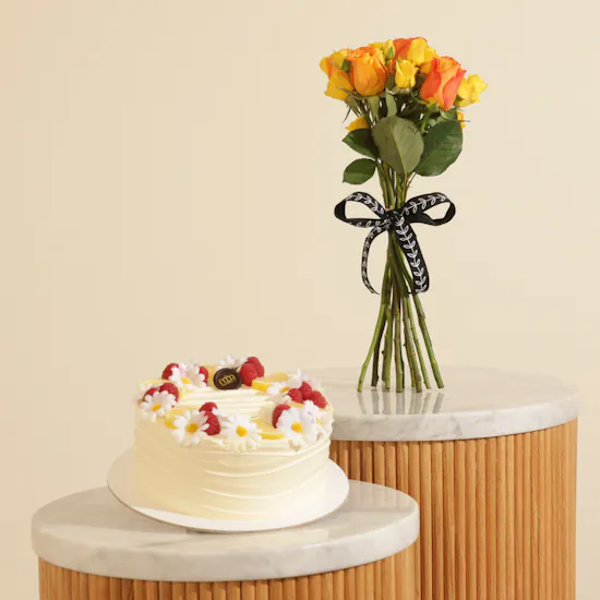 Noon Sweets Raspberry Lemon Cake | Fresh Blooms