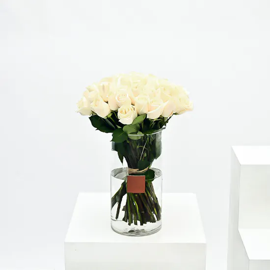 48 White Roses Vase
