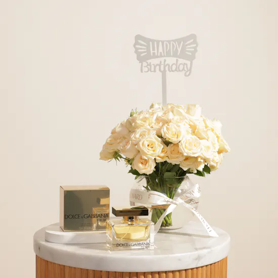 Dolce and Gabbana The One EDP for Women | Happy Birthday Rose Vase