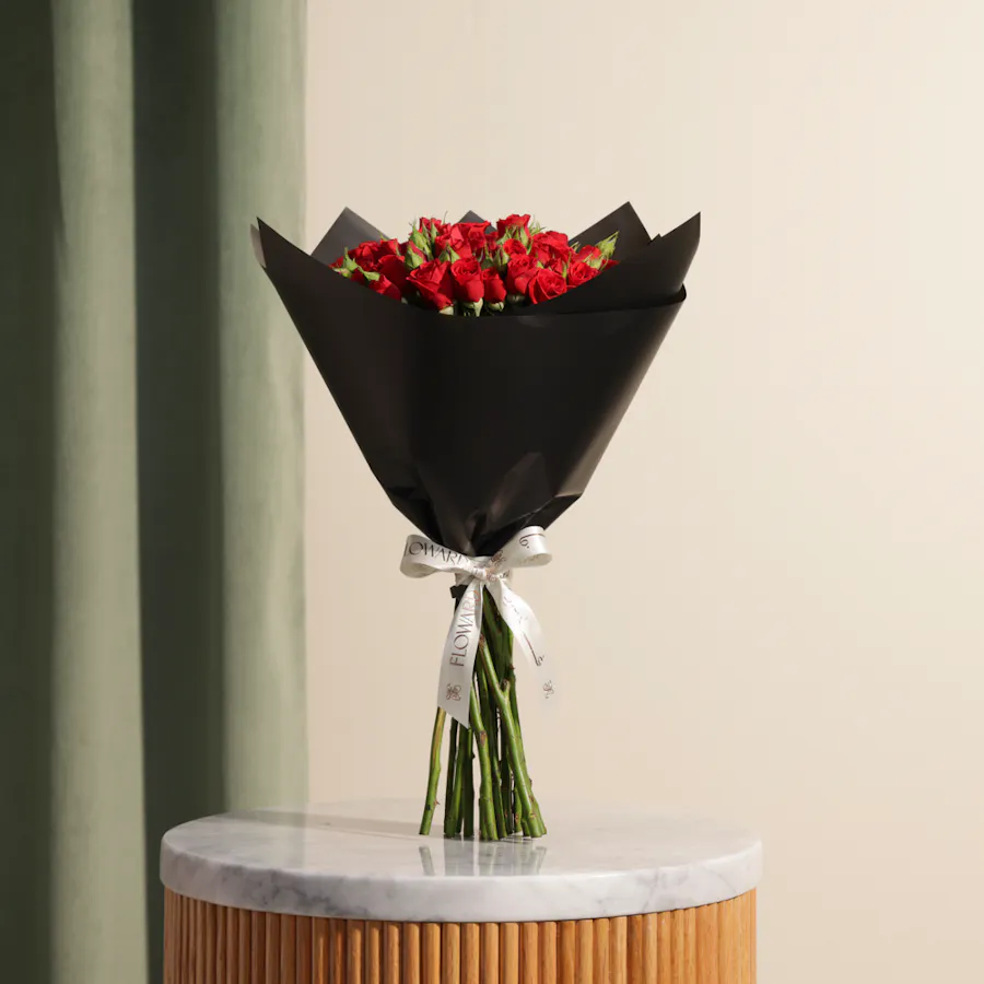 Red Velvet Bliss Baby Roses Bouquet 6
