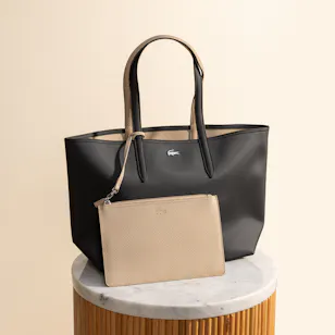 Lacoste Anna Reversible Tote with Pouch | Black and Beige