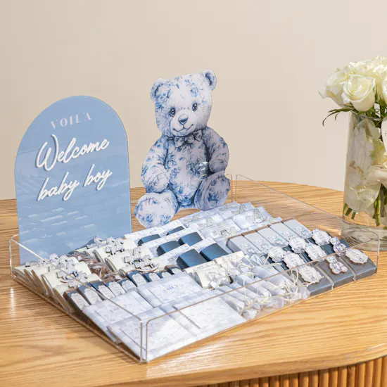 Voila Welcome Baby Boy Large Chocolate Tray | Sweet Arrival Flower