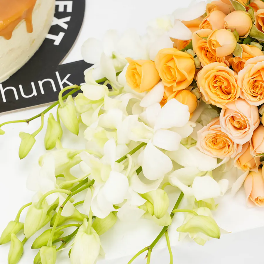 Chunk Carmel Cake & Flowers 3
