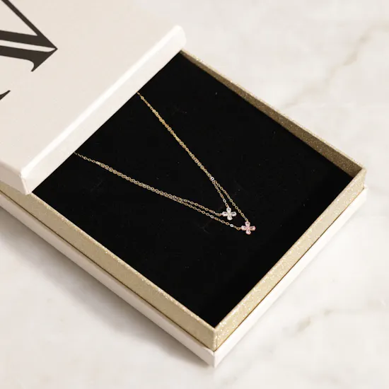 AV Jewelry Two Layers Flower Gold Necklace