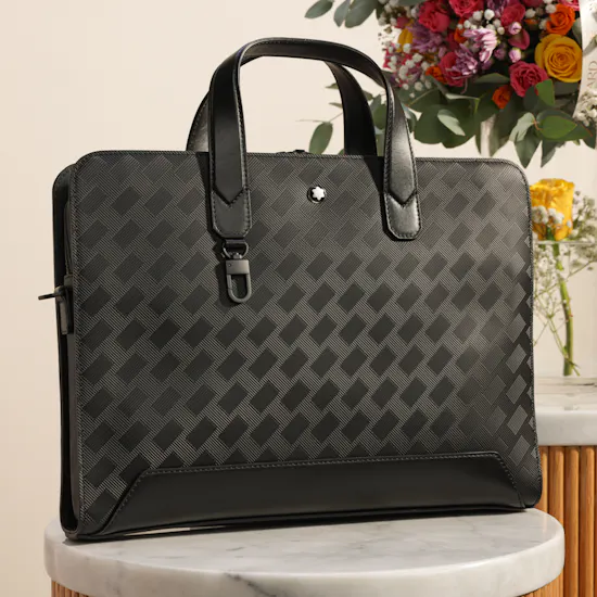 Montblanc Black Luxury Briefcase | Golden Glow Birthday Vase