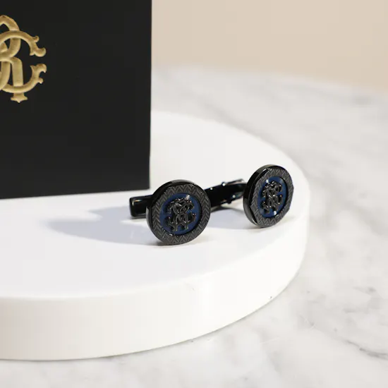 Roberto Cavalli Black Color with Blue Pattern Cufflinks