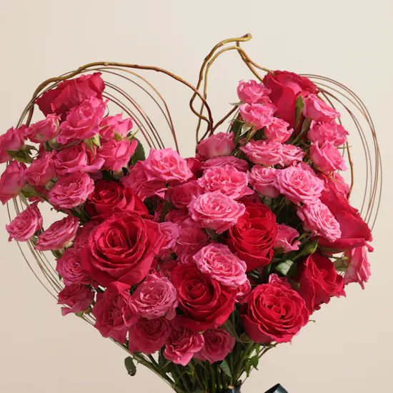 Warm Heart Fuchsia Roses Bouquet