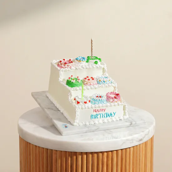 Sweet Sensation Stair Shape Birthday Cake
