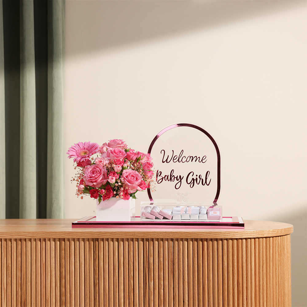 Floward Welcome Baby Girl Chocolate Tray | Flowers